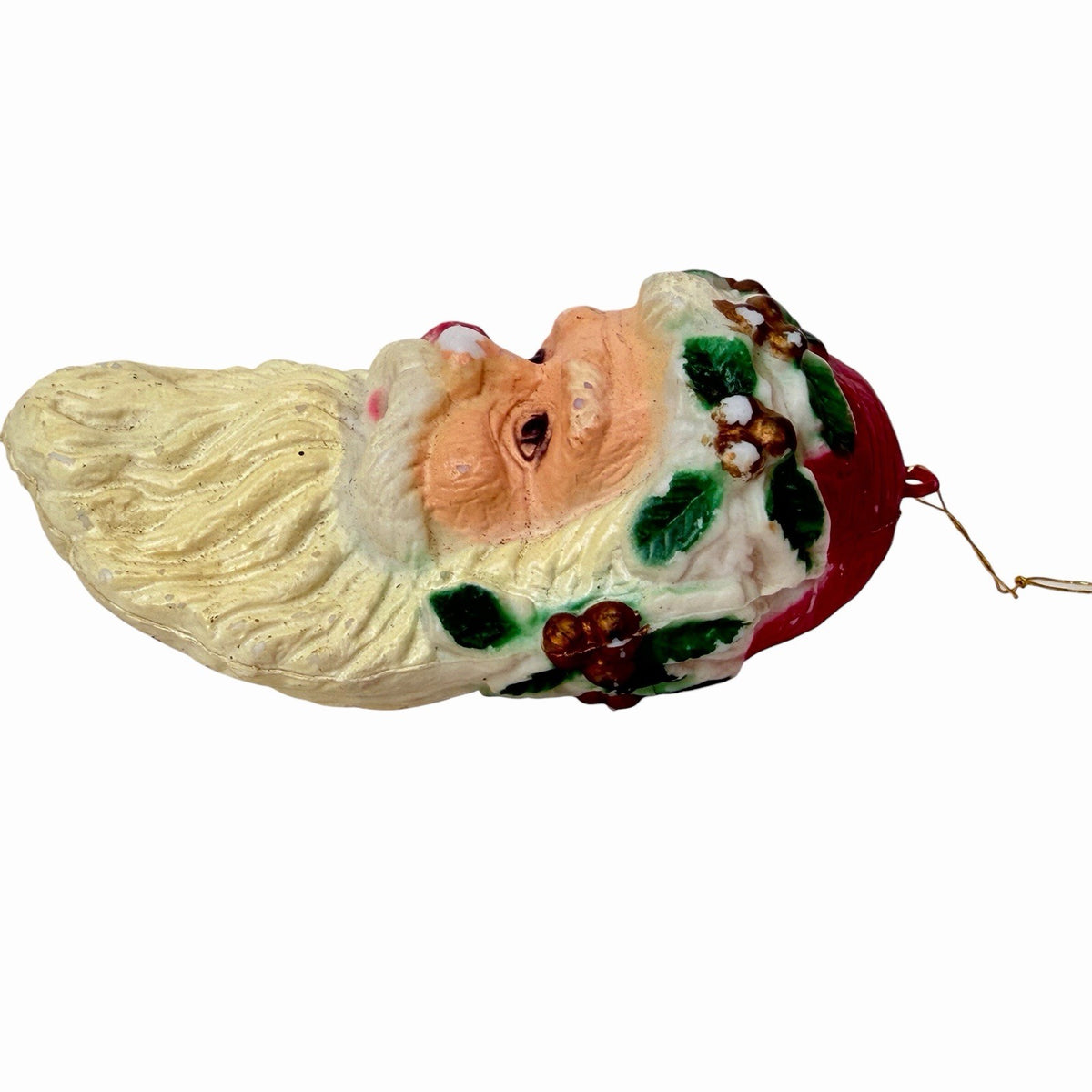VINTAGE 3D SANTA FACE / HEAD 4" PLASTIC CHRISTMAS HOLIDAY ORNAMENT BLOWMOLD
