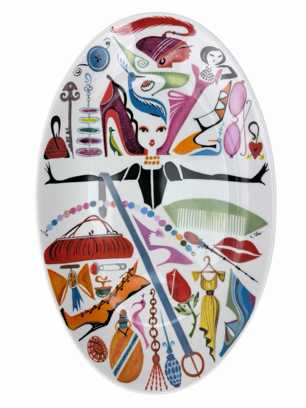 NORDSTROM Fashion Oval SERVING PLATTER Divas Shoes Purses Artist R Toledo Plate