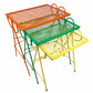 Vintage 1950s MCM Wrought Iron Mesh Salterini Style Nesting Side Tables Set Of 3