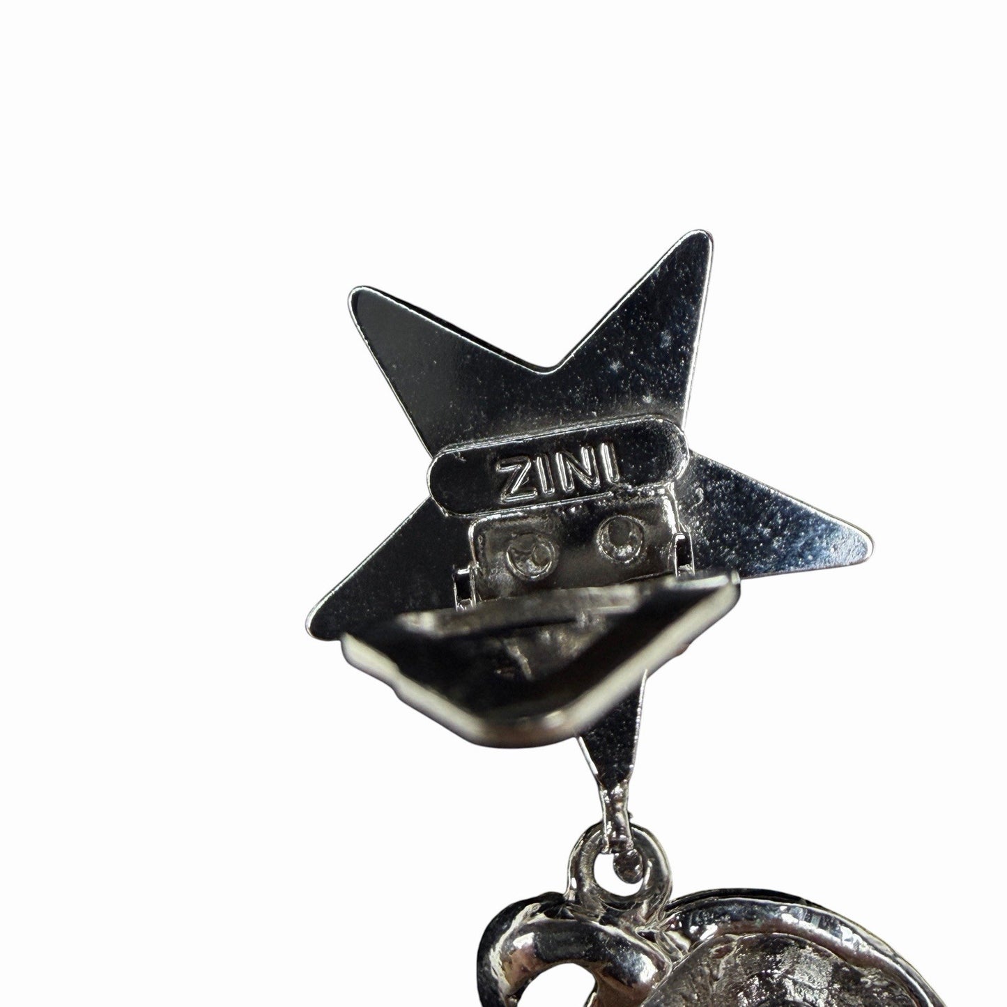 Vintage CARLO ZINI Couture STAR & PLANET Blue Enamel Crystal DANGLE EARRINGS Y2K