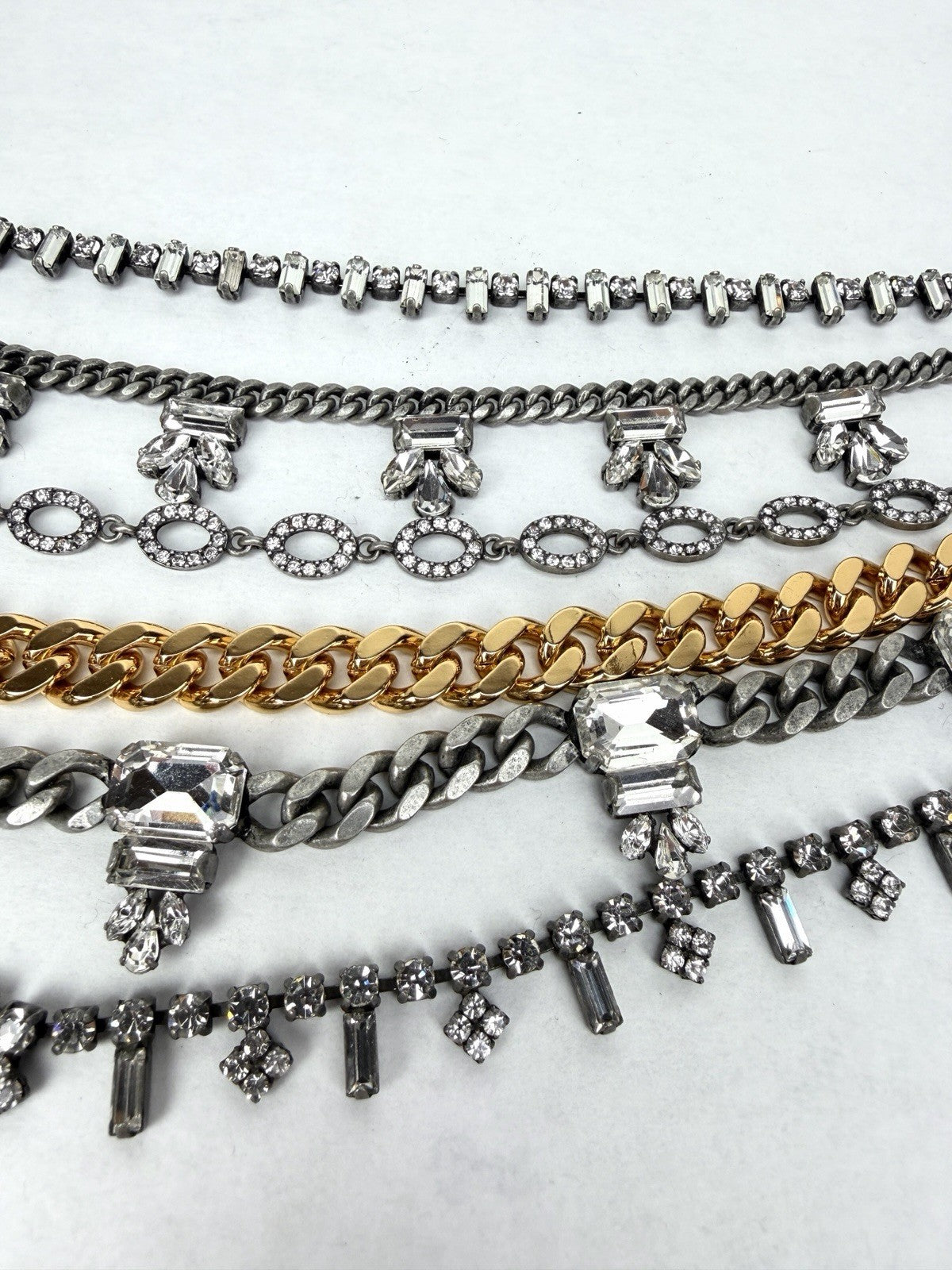 Vintage Y2K JUICY COUTURE Necklace Layered 6-Strand Chain & Crystal Gold Silver