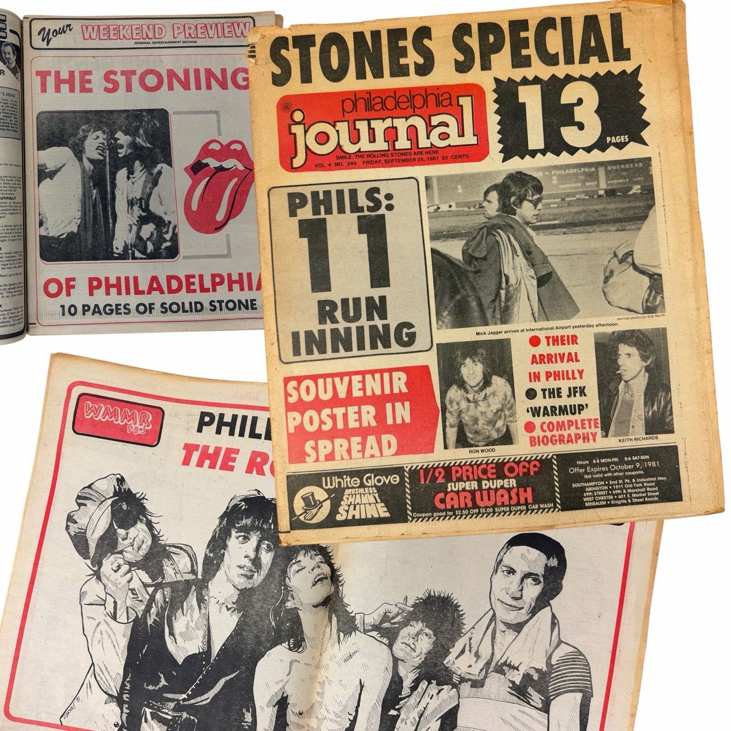 ROLLING STONES Sept 25, 1981 Philadelphia Journal NEWSPAPER Poster & 13pg Spread