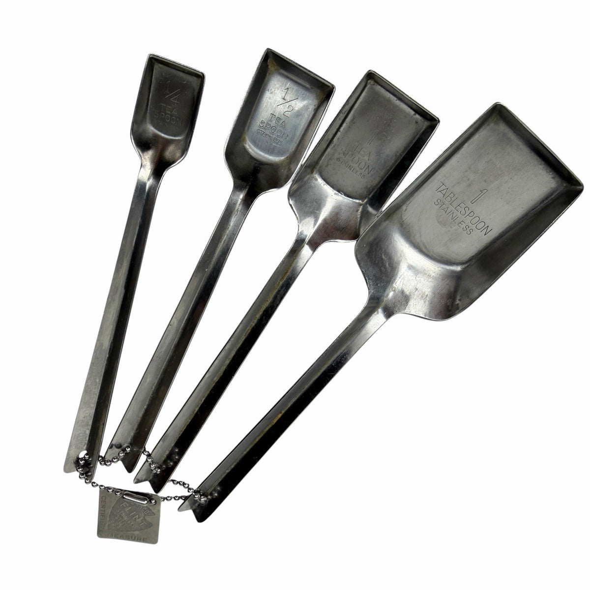 Vintage 1950’s EKCO Flint Stainless Steel Long Handle Shovel Measuring Spoons
