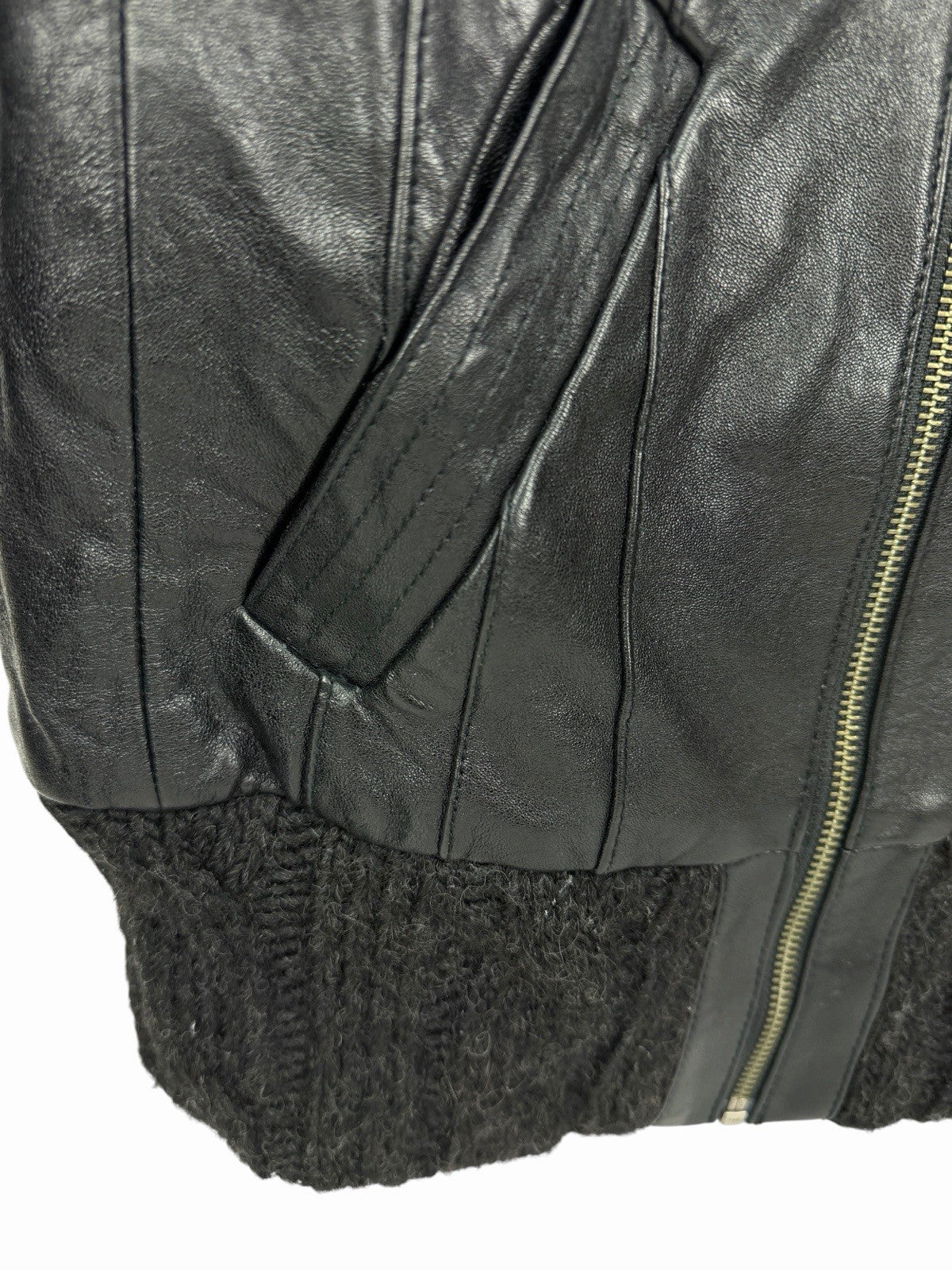 MACKAGE Lambskin Leather & Wool Biker Jacket Lined Coat SIZE SMALL Black