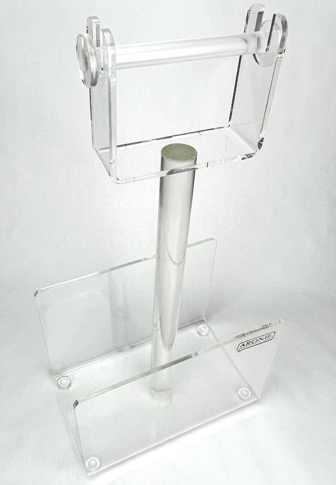 ARONIE Vintage MCM 1970’s Lucite Acrylic MAGAZINE RACK TOILET PAPER HOLDER STAND