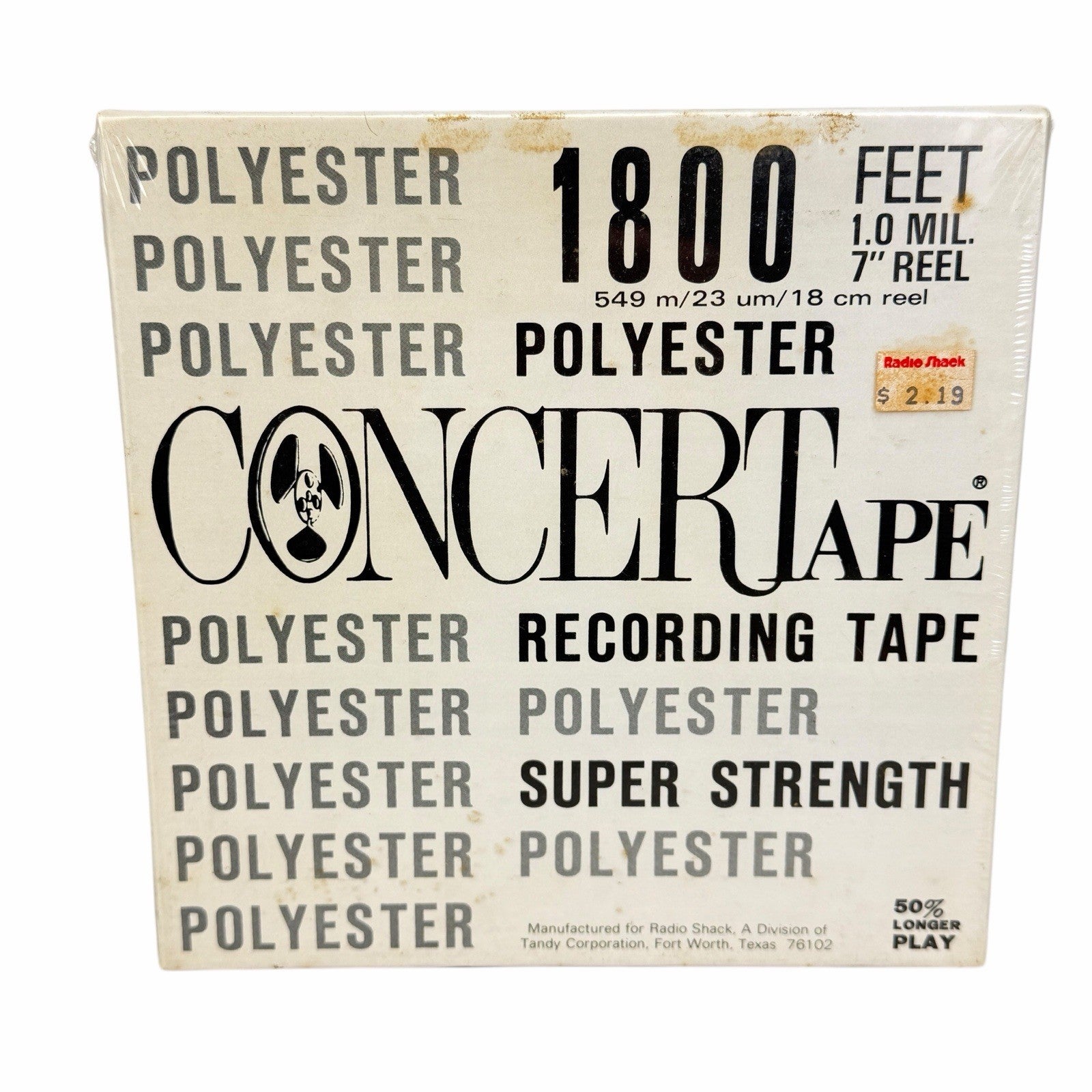 Vintage NEW Radio Shack CONCERTAPE 1800 FT. 7” Reel to Reel Blank Tape SEALED