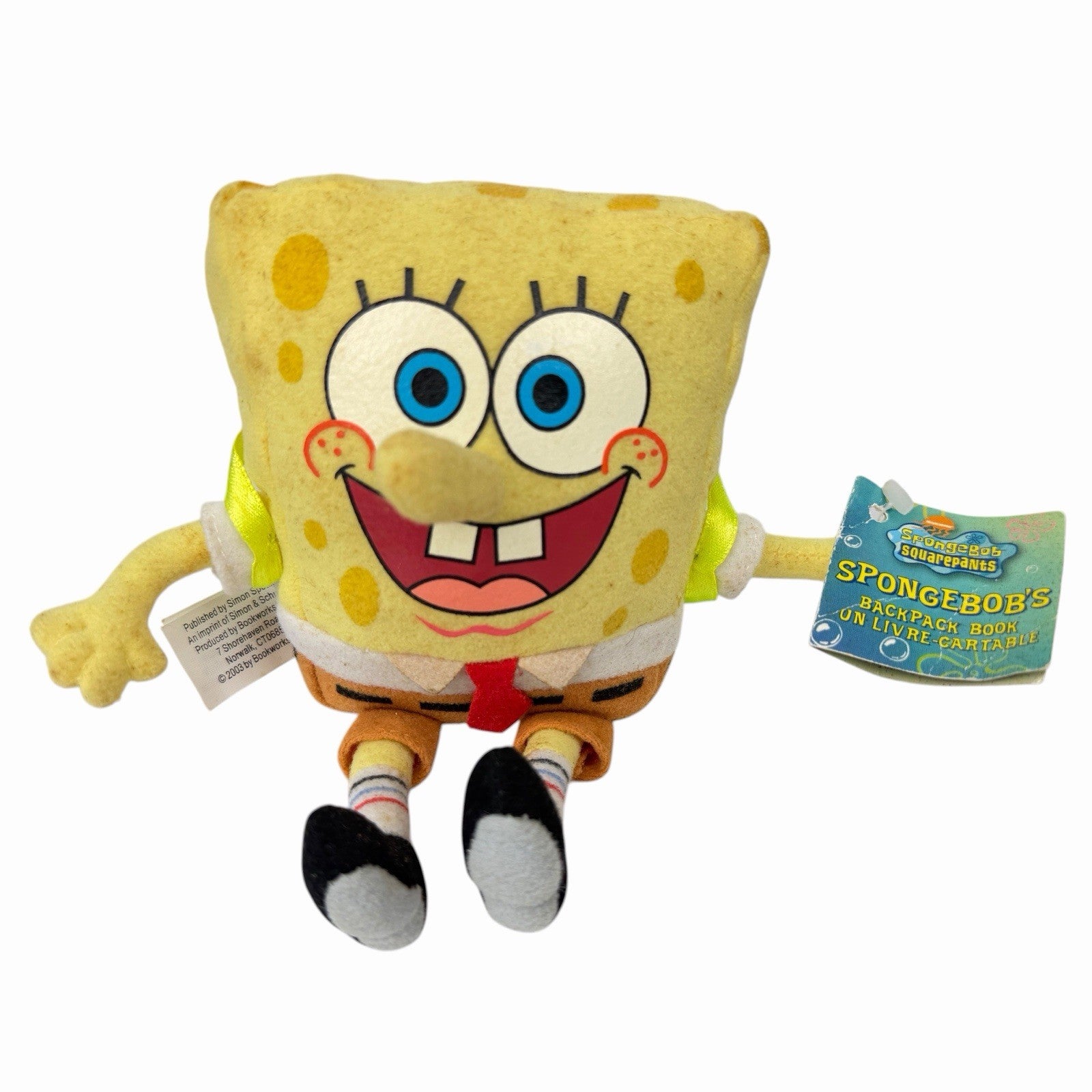 SpongeBob SquarePants BACKPACK BOOK Plush Doll w/Tags 6" Tall Vintage 2003