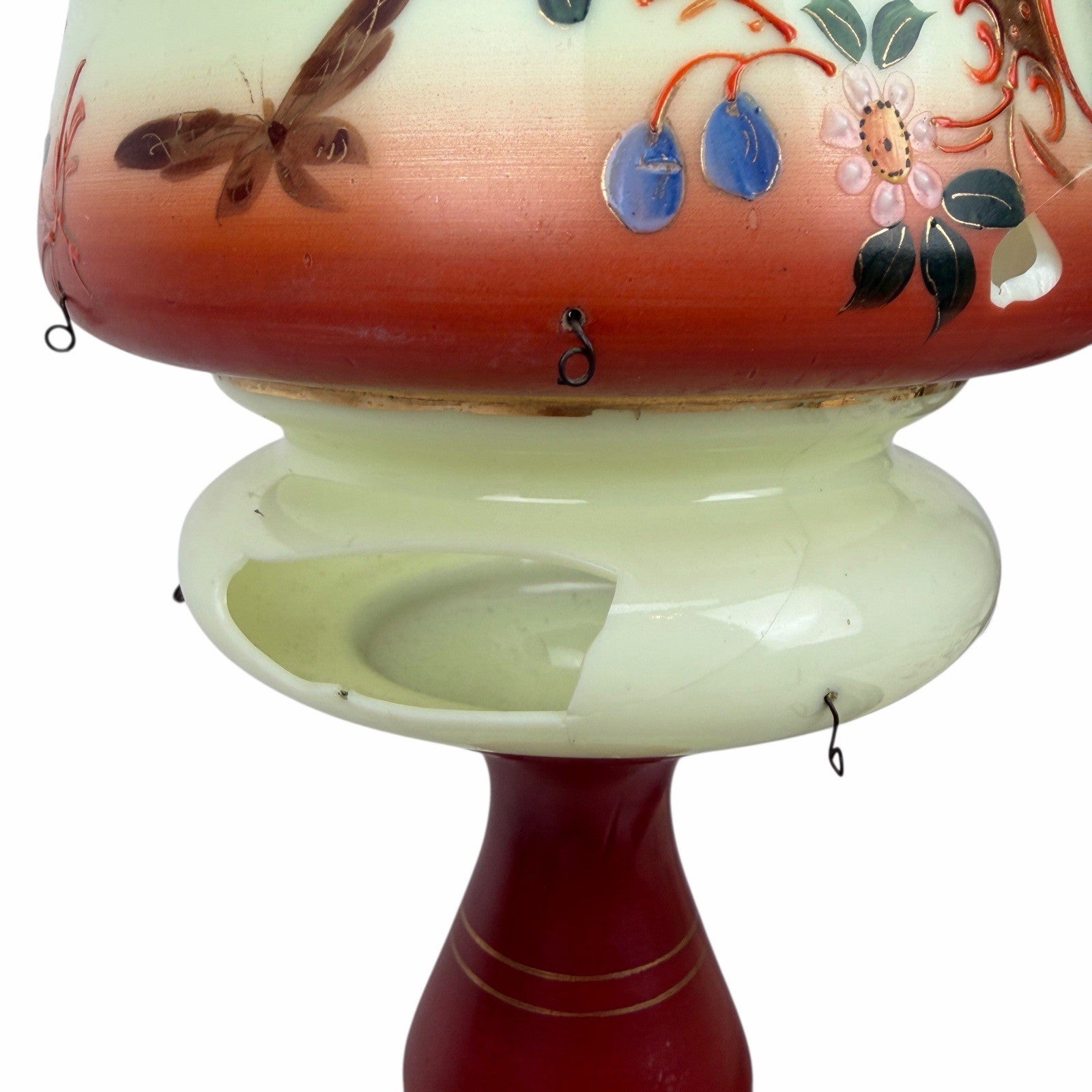Antique Victorian Bohemian Bristol Glass CHILD PORTRAIT Mantle Lustre Luster