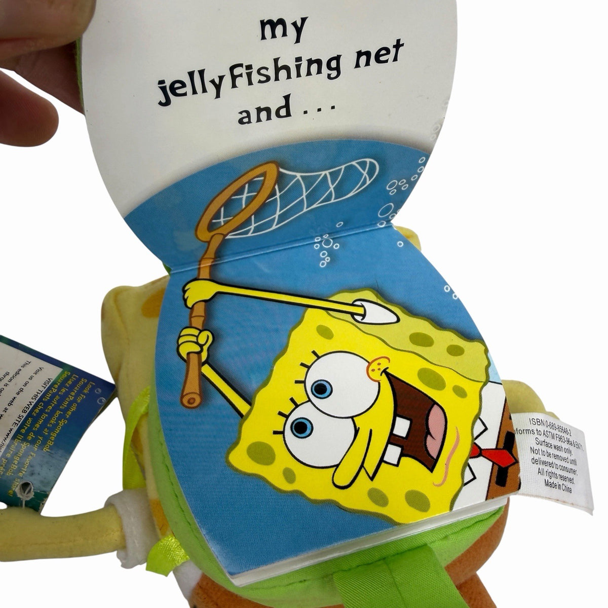 SpongeBob SquarePants BACKPACK BOOK Plush Doll w/Tags 6" Tall Vintage 2003