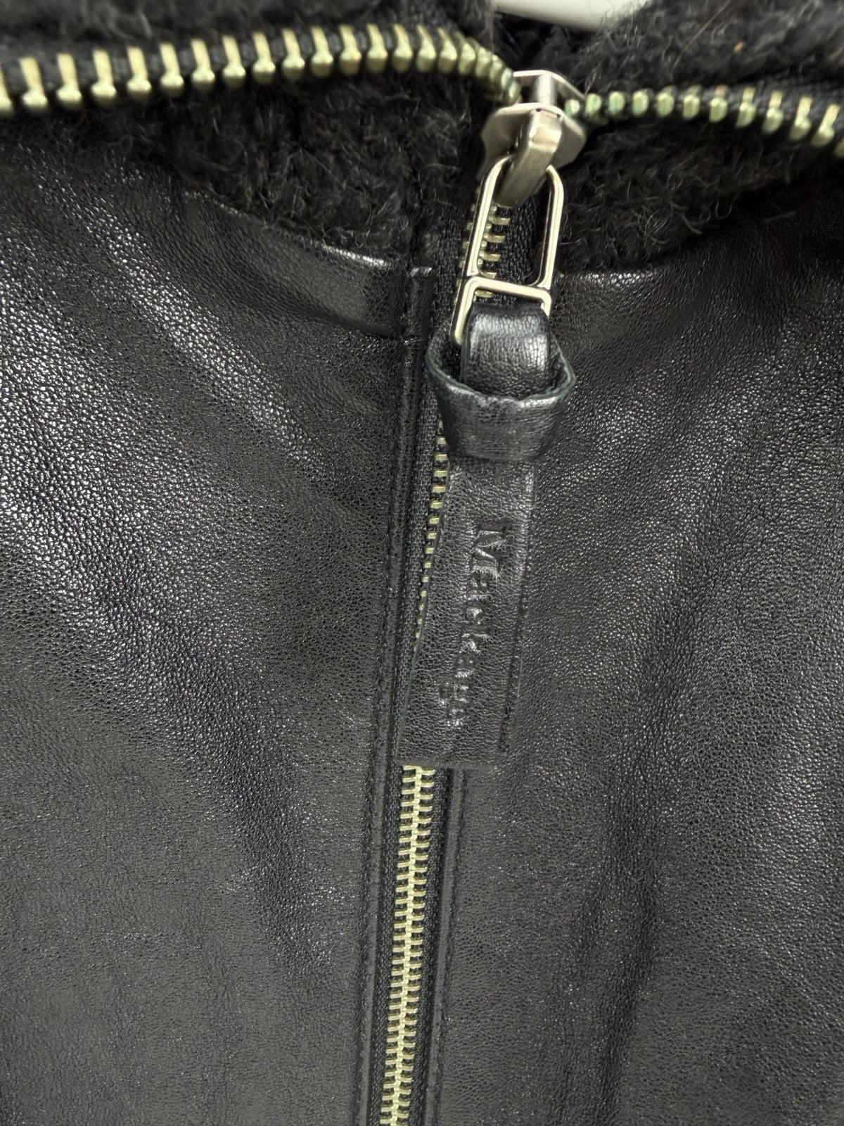 MACKAGE Lambskin Leather & Wool Biker Jacket Lined Coat SIZE SMALL Black