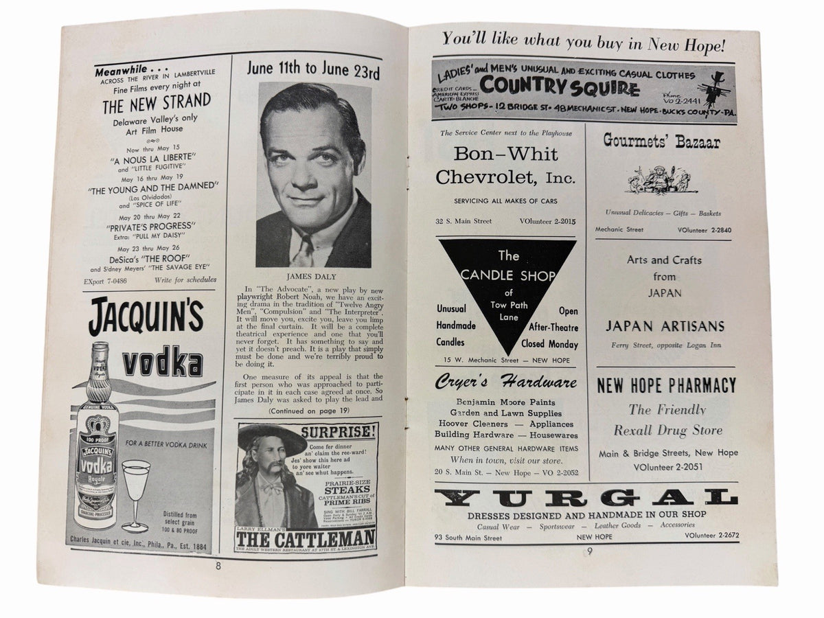 Vintage 1962 Bucks County Playhouse NEW HOPE PA Playbill & Season Handbill Flyer