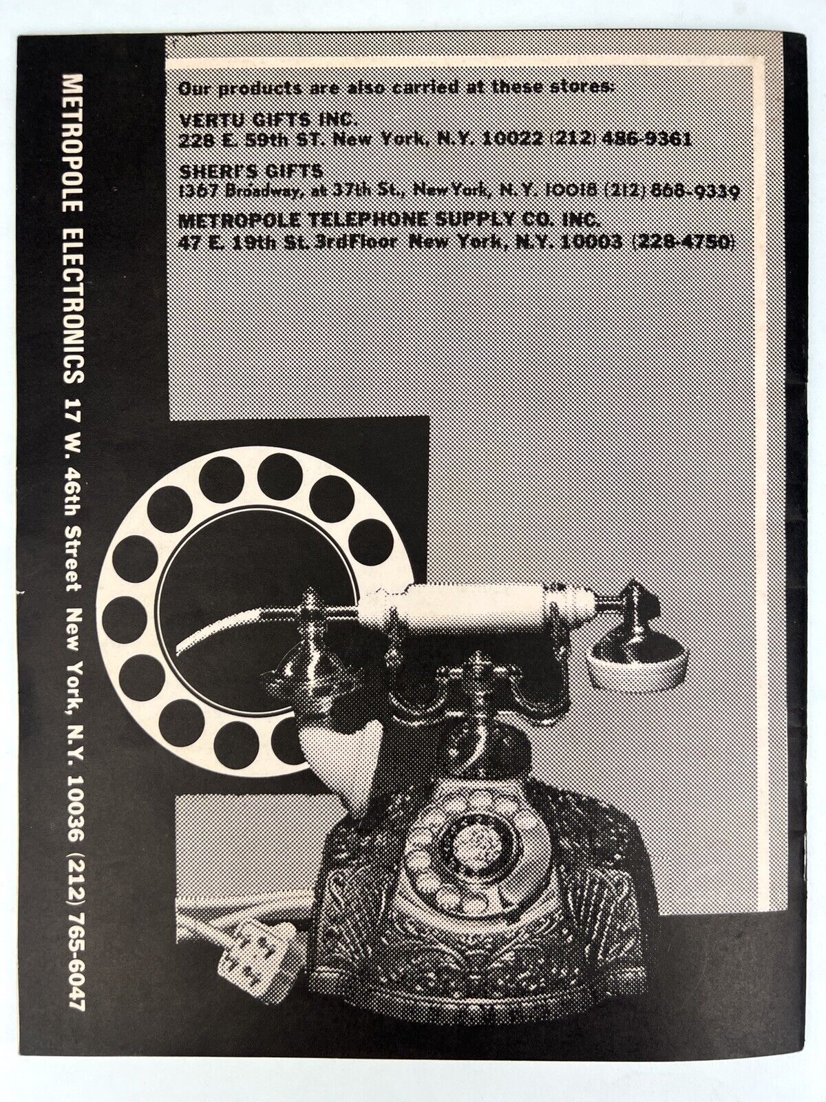 Vintage 1960’s / 70’s METROPOLE ELECTRONICS Telephone Catalog DESIGNA