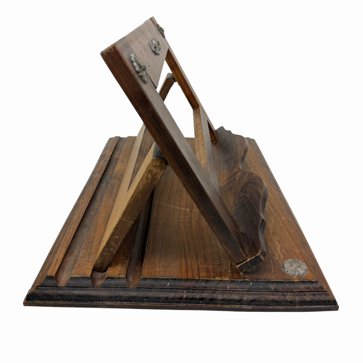 Vintage Spanish Carved Wood Tabletop Missal Book Music Stand Lectern Molded Base