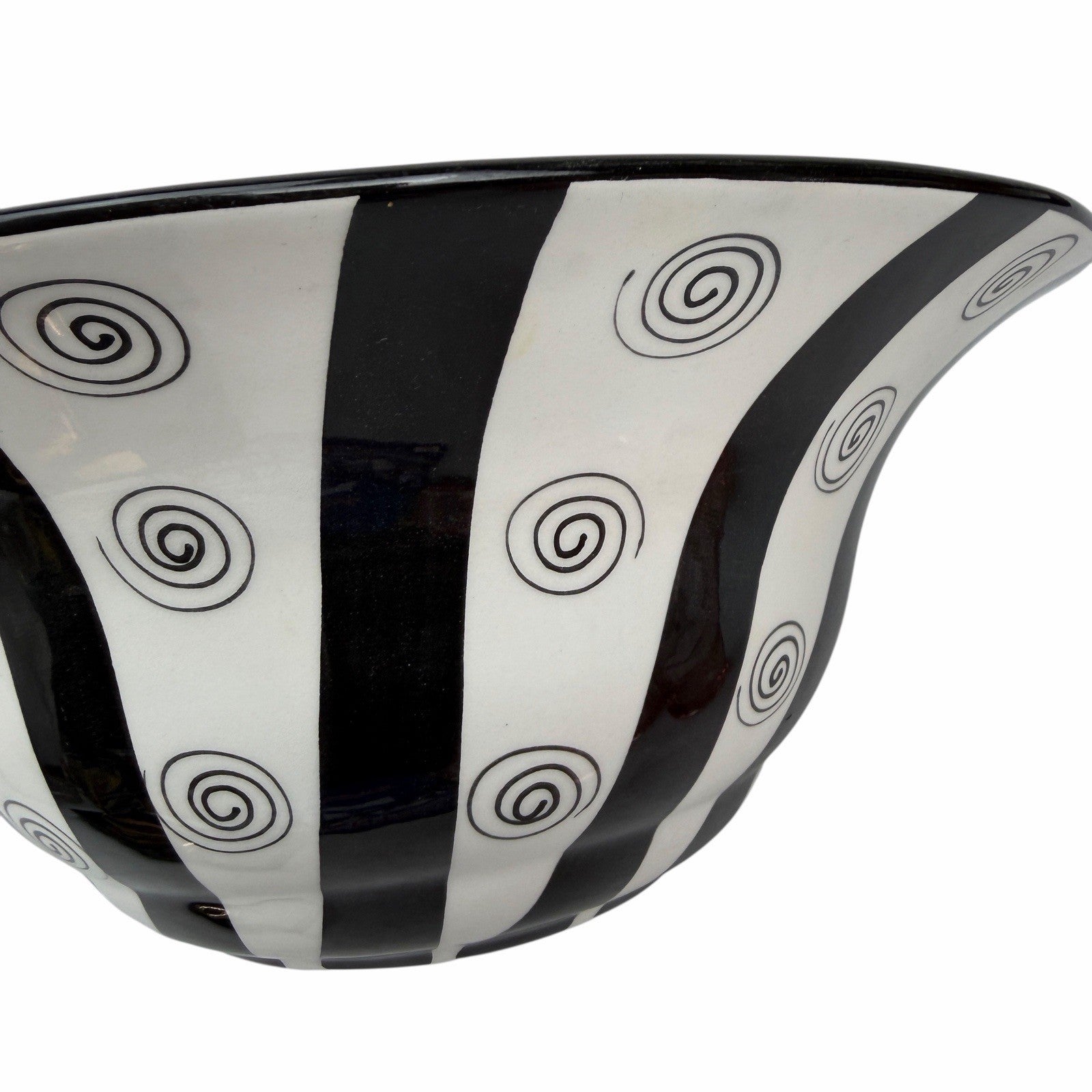 MIKASA Laurie Gates ANSONIA 15.5” Centerpiece Fruit Bowl BLACK & WHITE SWIRL