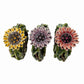 Set Of 3 Sunflower w/ Austrian Crystal Rhinestones NAPKIN RINGS Bronze Metal
