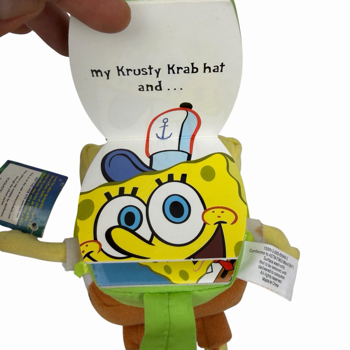 SpongeBob SquarePants BACKPACK BOOK Plush Doll w/Tags 6" Tall Vintage 2003