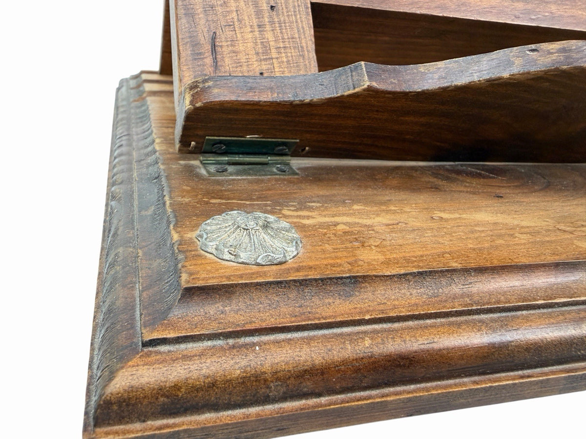Vintage Spanish Carved Wood Tabletop Missal Book Music Stand Lectern Molded Base