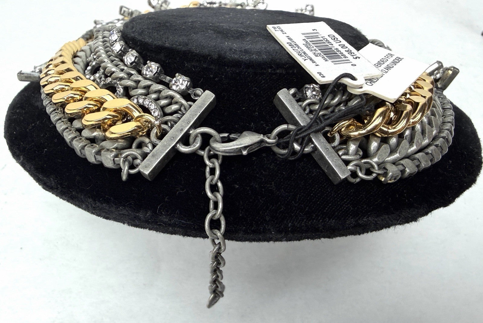 Vintage Y2K JUICY COUTURE Necklace Layered 6-Strand Chain & Crystal Gold Silver