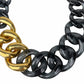 Vintage Gold & Gray Lucite Chunky Cuban Chain Link Necklace ITALY Luisa Spagnoli
