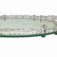 Vintage Oval Mirrored Perfume TRAY Vanity w/ Cut Crystal Glass Rim & Handles 17”