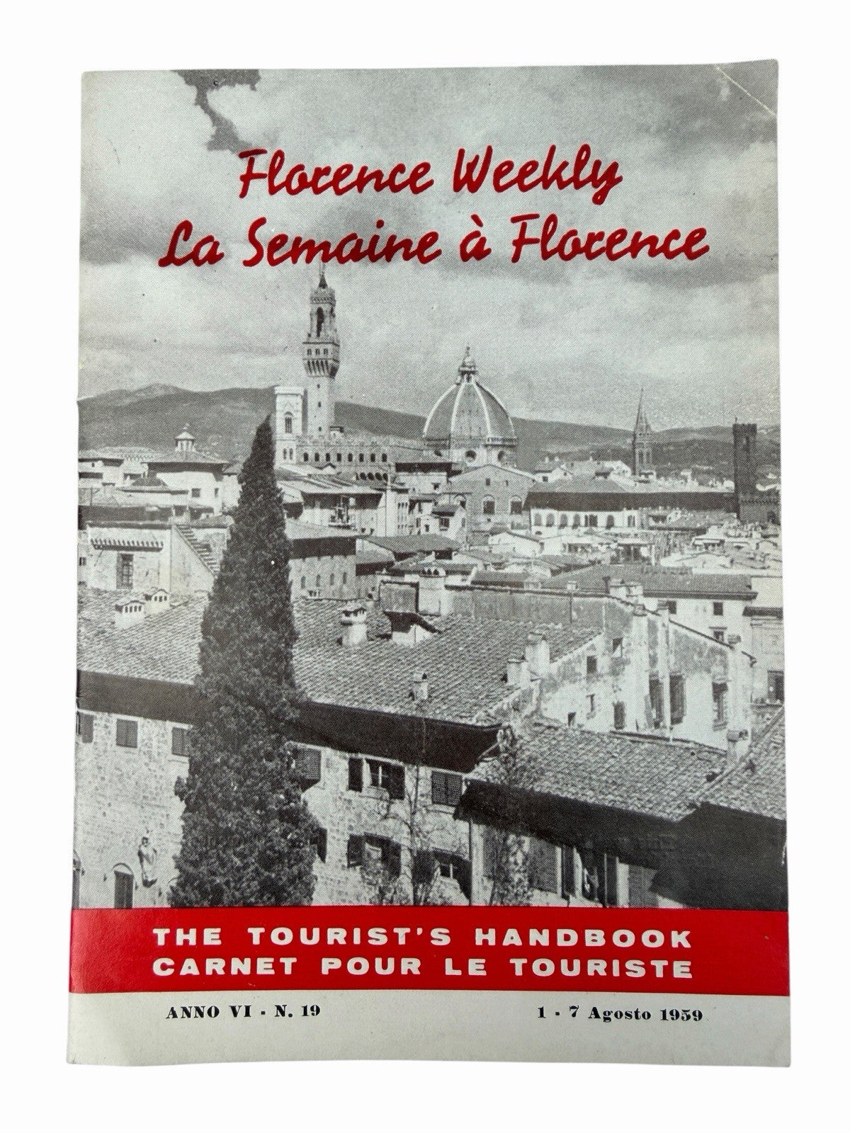Vintage 1959 Italy FLORENCE WEEKLY Tourist Handbook Travel Map Ads Guide Book