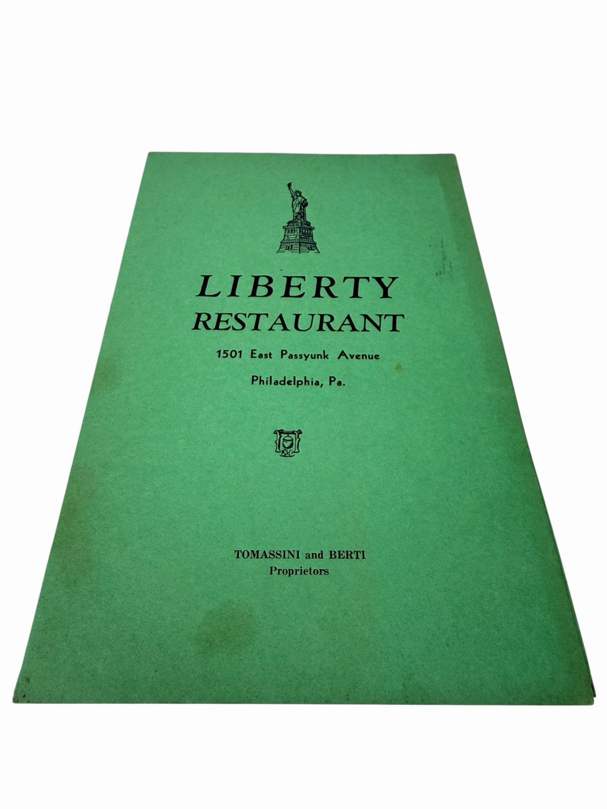 Vintage 1944 LIBERTY RESTAURANT Menu 1501 East Passyunk Philadelphia PA WWII Era