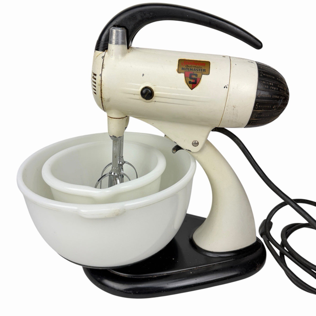 1940’s Sunbeam Mixmaster Model 7B w/ Original Bowls & Beaters - Works Great WWII