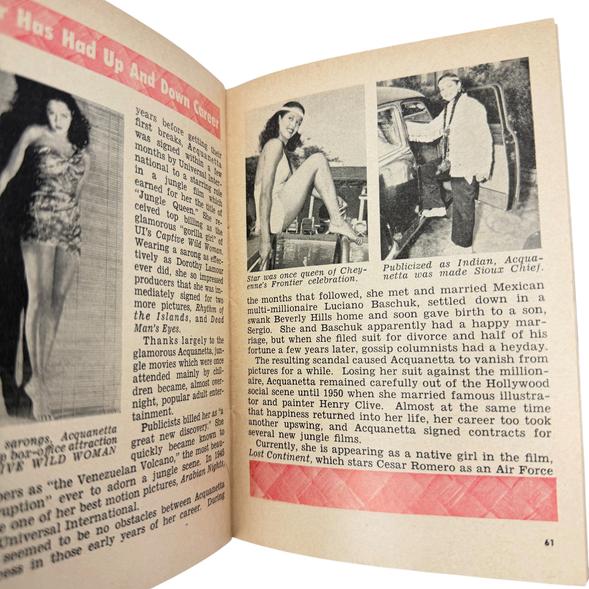 JET Magazine Feb 14, 1952 Acquanetta Hollywood’s Jungle Girl