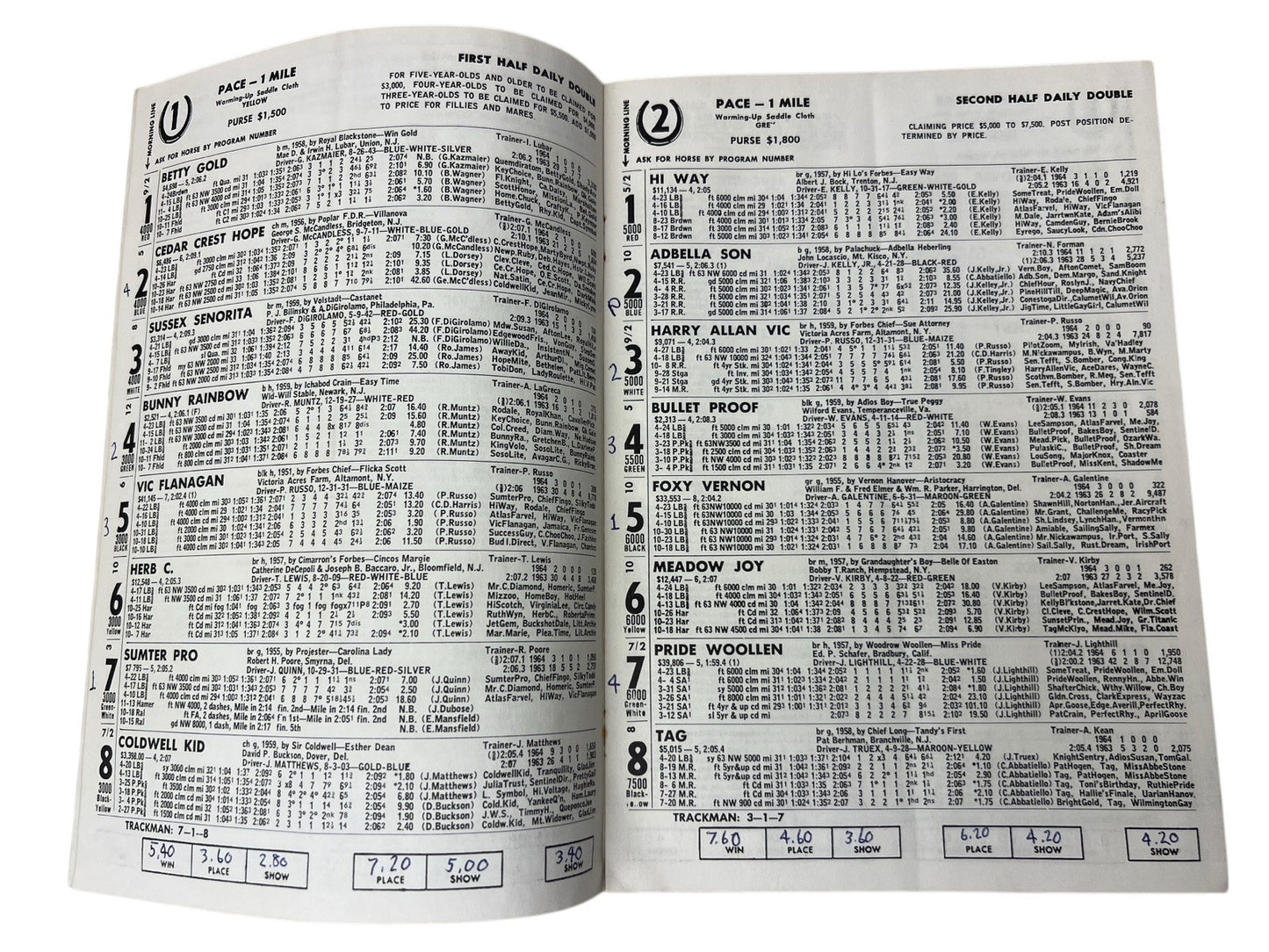 Vintage 1964 LIBERTY BELL PARK Harness Horse Racing 2 PROGRAMS 8th & 20th Nights