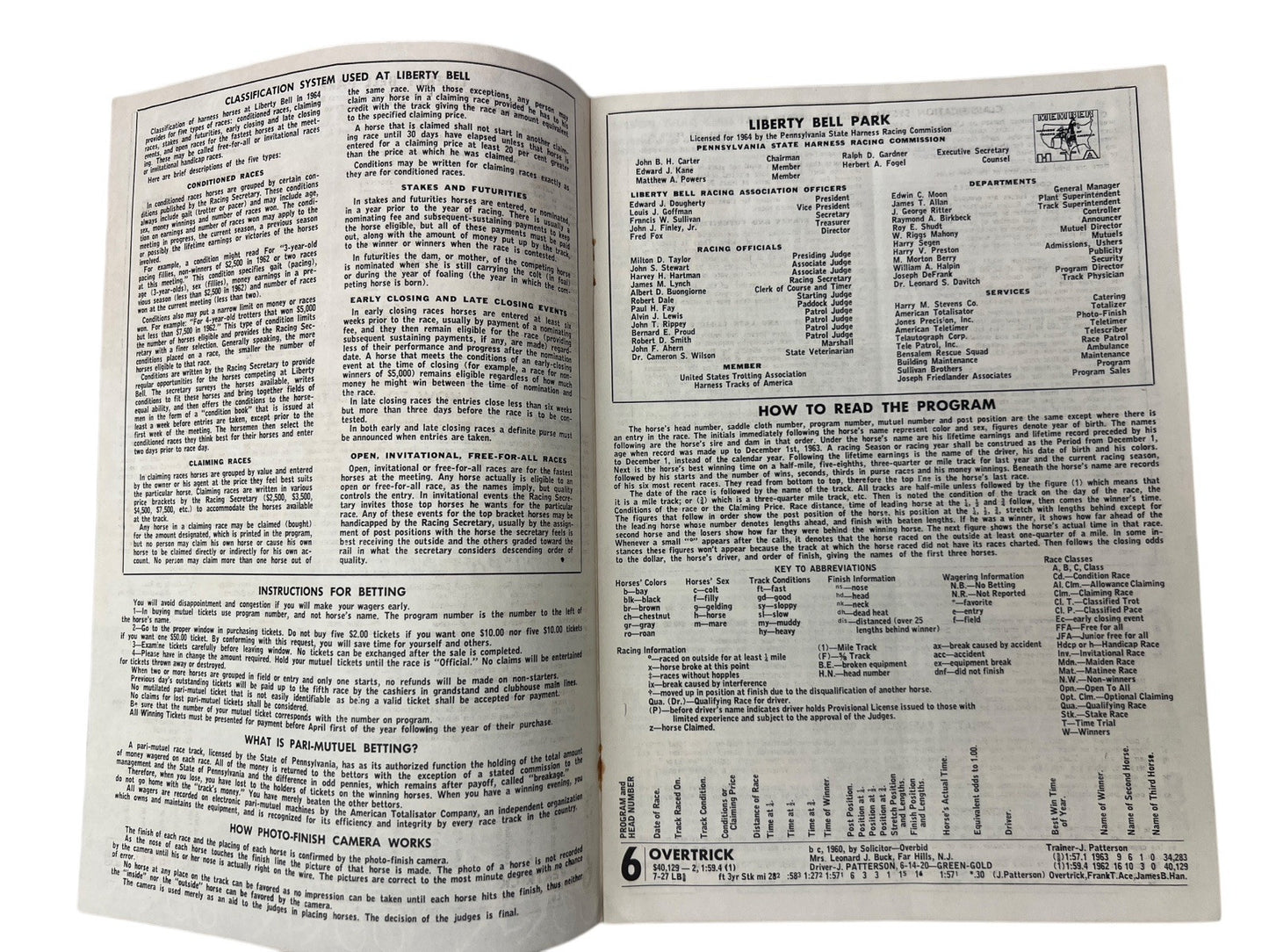 Vintage 1964 LIBERTY BELL PARK Harness Horse Racing 2 PROGRAMS 8th & 20th Nights