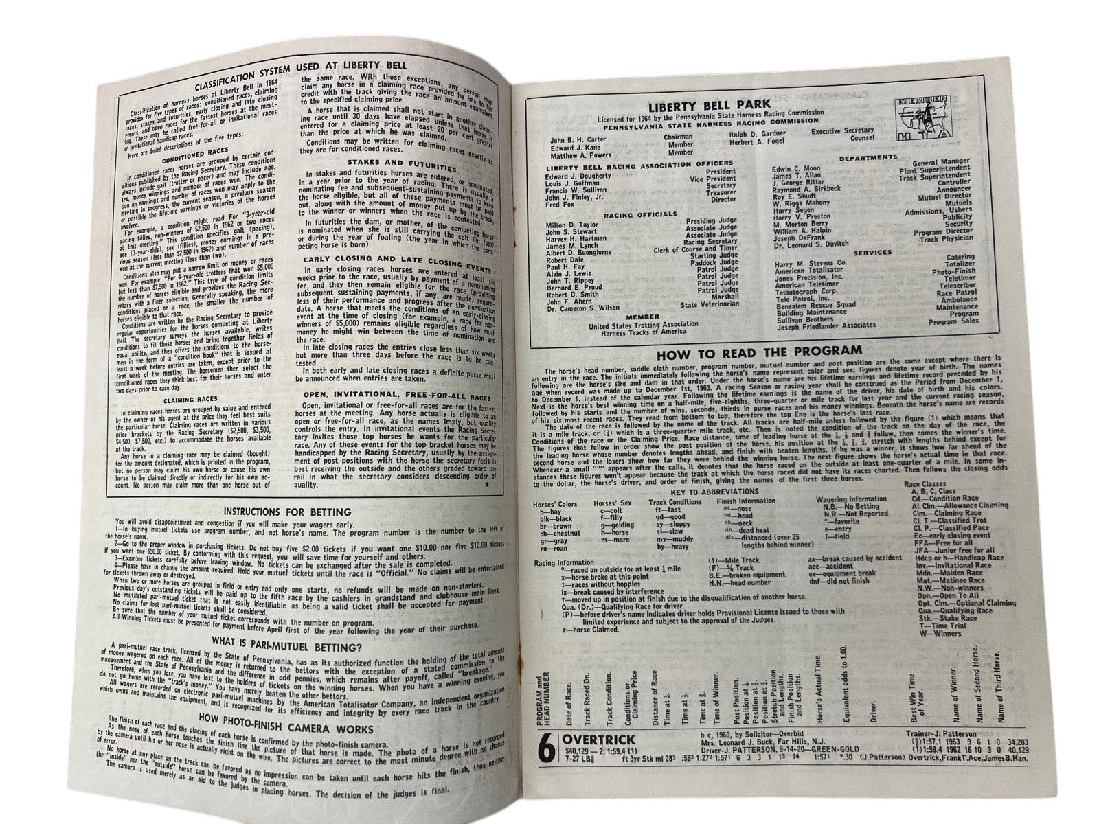 Vintage 1964 LIBERTY BELL PARK Harness Horse Racing 2 PROGRAMS 8th & 20th Nights