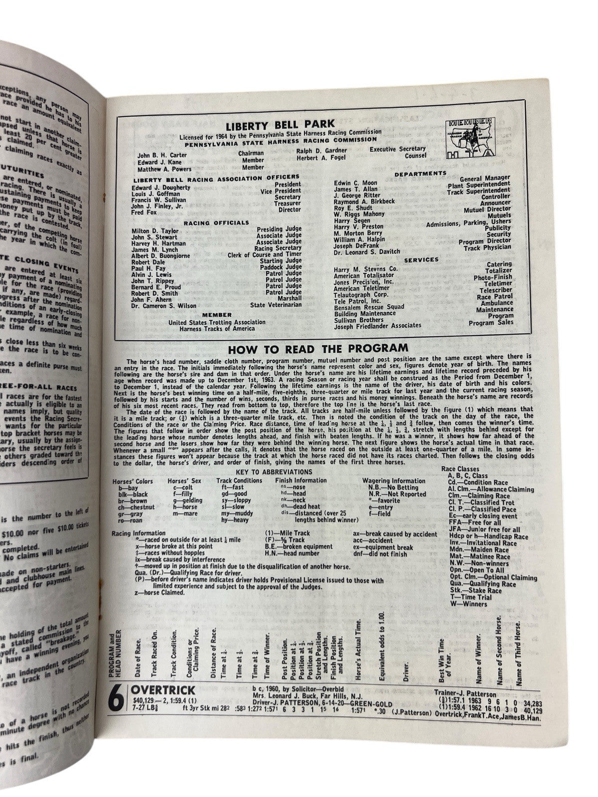 Vintage 1964 LIBERTY BELL PARK Harness Horse Racing 2 PROGRAMS 8th & 20th Nights