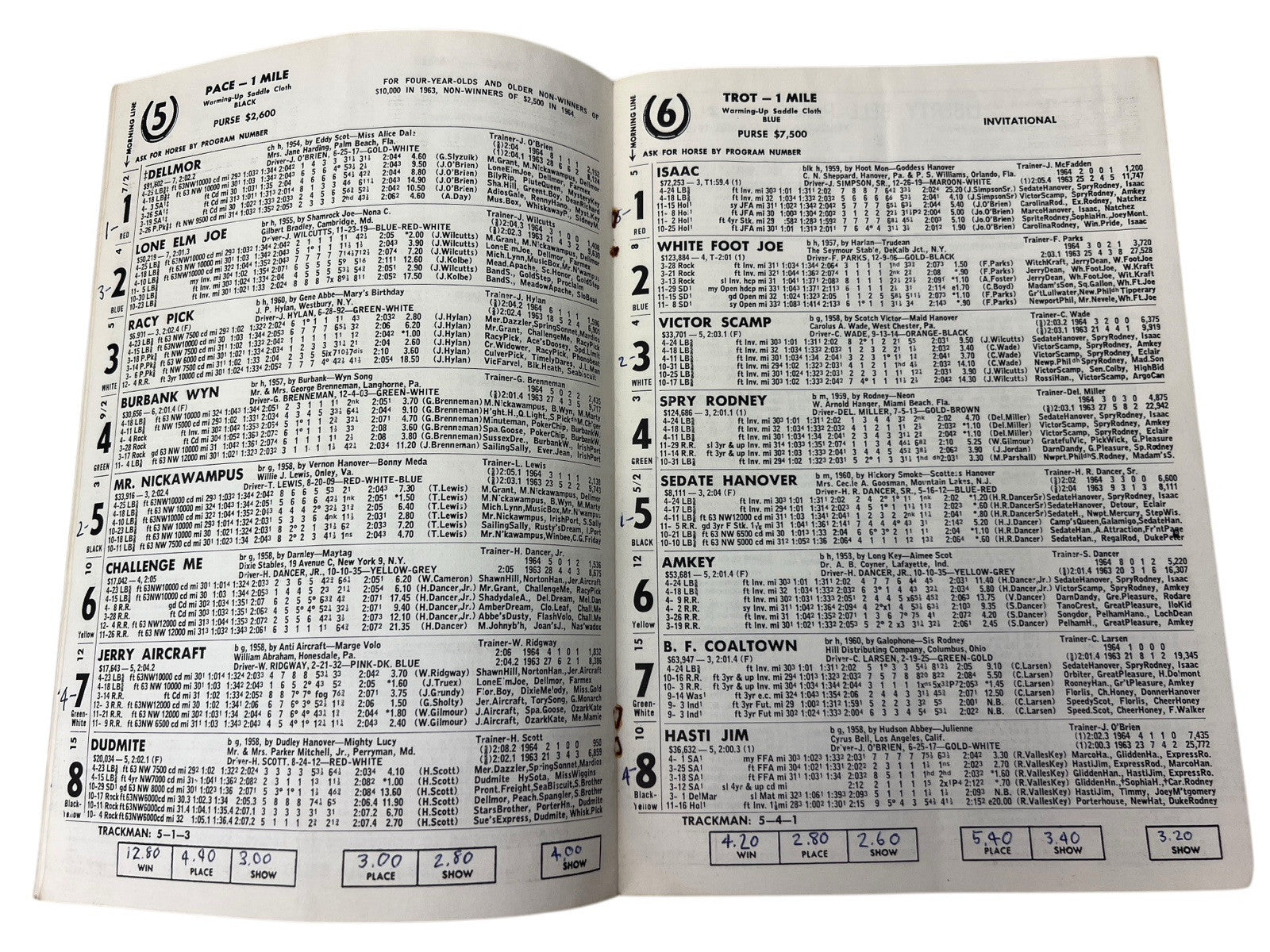 Vintage 1964 LIBERTY BELL PARK Harness Horse Racing 2 PROGRAMS 8th & 20th Nights