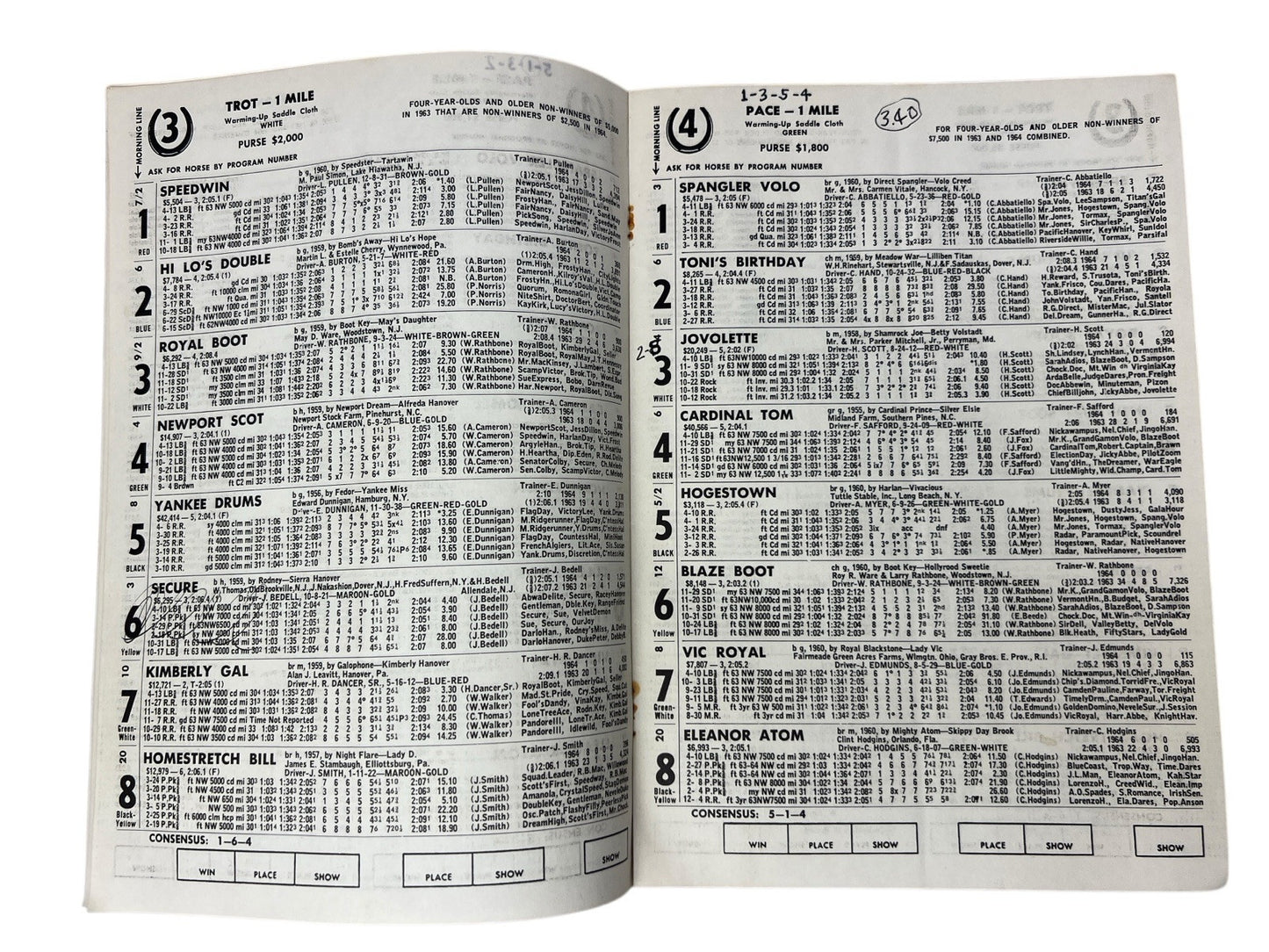 Vintage 1964 LIBERTY BELL PARK Harness Horse Racing 2 PROGRAMS 8th & 20th Nights