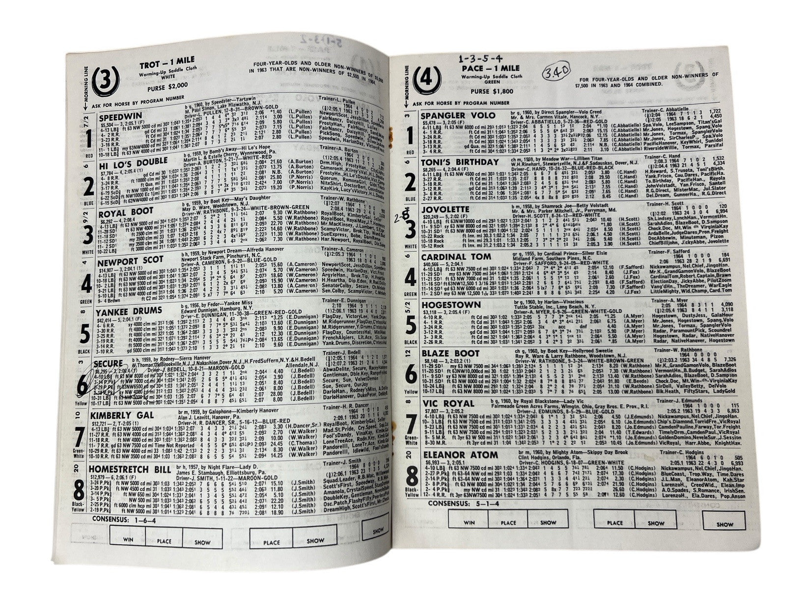 Vintage 1964 LIBERTY BELL PARK Harness Horse Racing 2 PROGRAMS 8th & 20th Nights