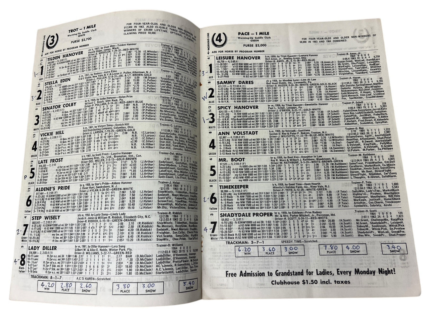 Vintage 1964 LIBERTY BELL PARK Harness Horse Racing 2 PROGRAMS 8th & 20th Nights
