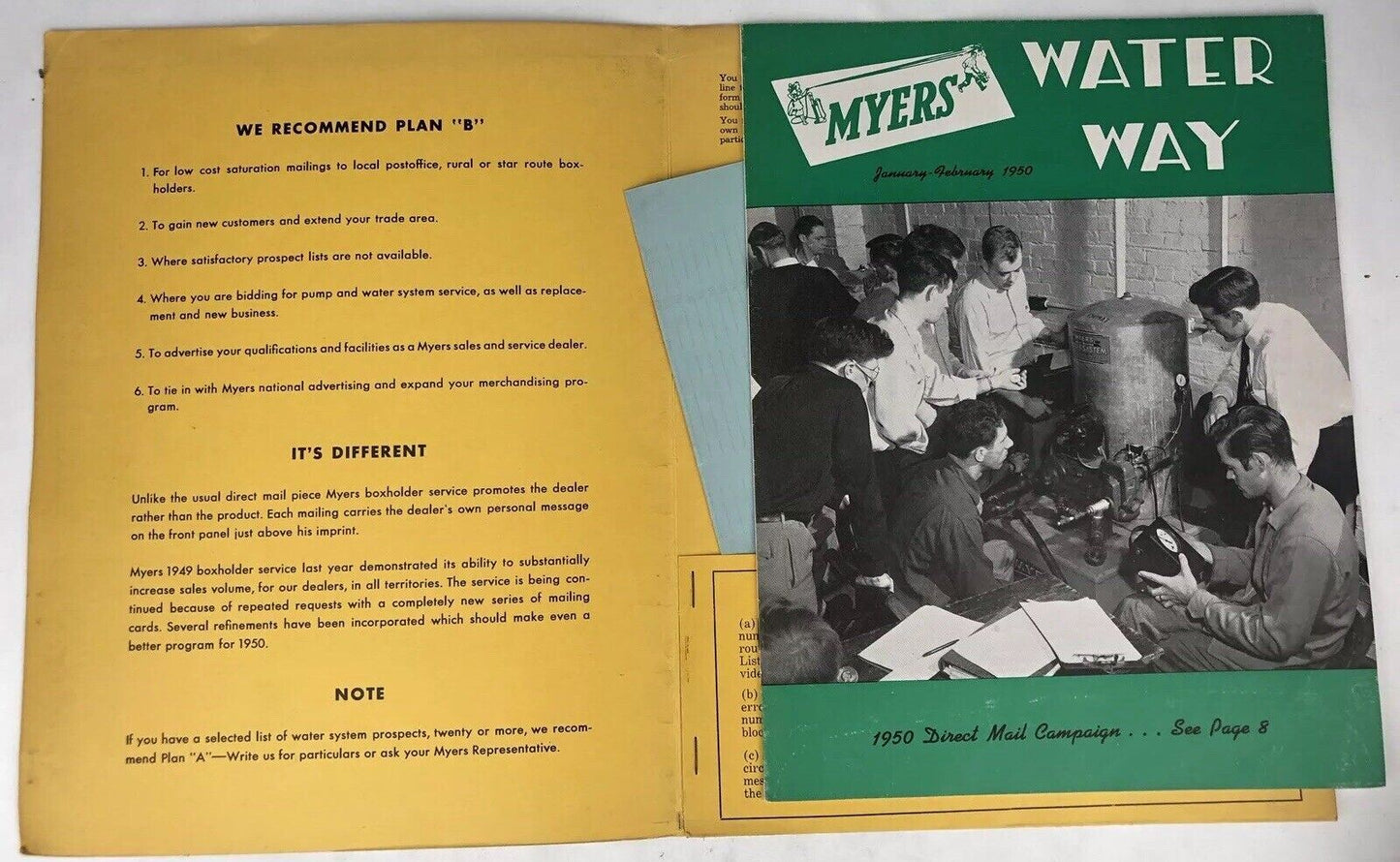 Vintage 1950 MYERS PUMP & WATER SYSTEMS Dealer Mail Campaign Magazine WATER WAY