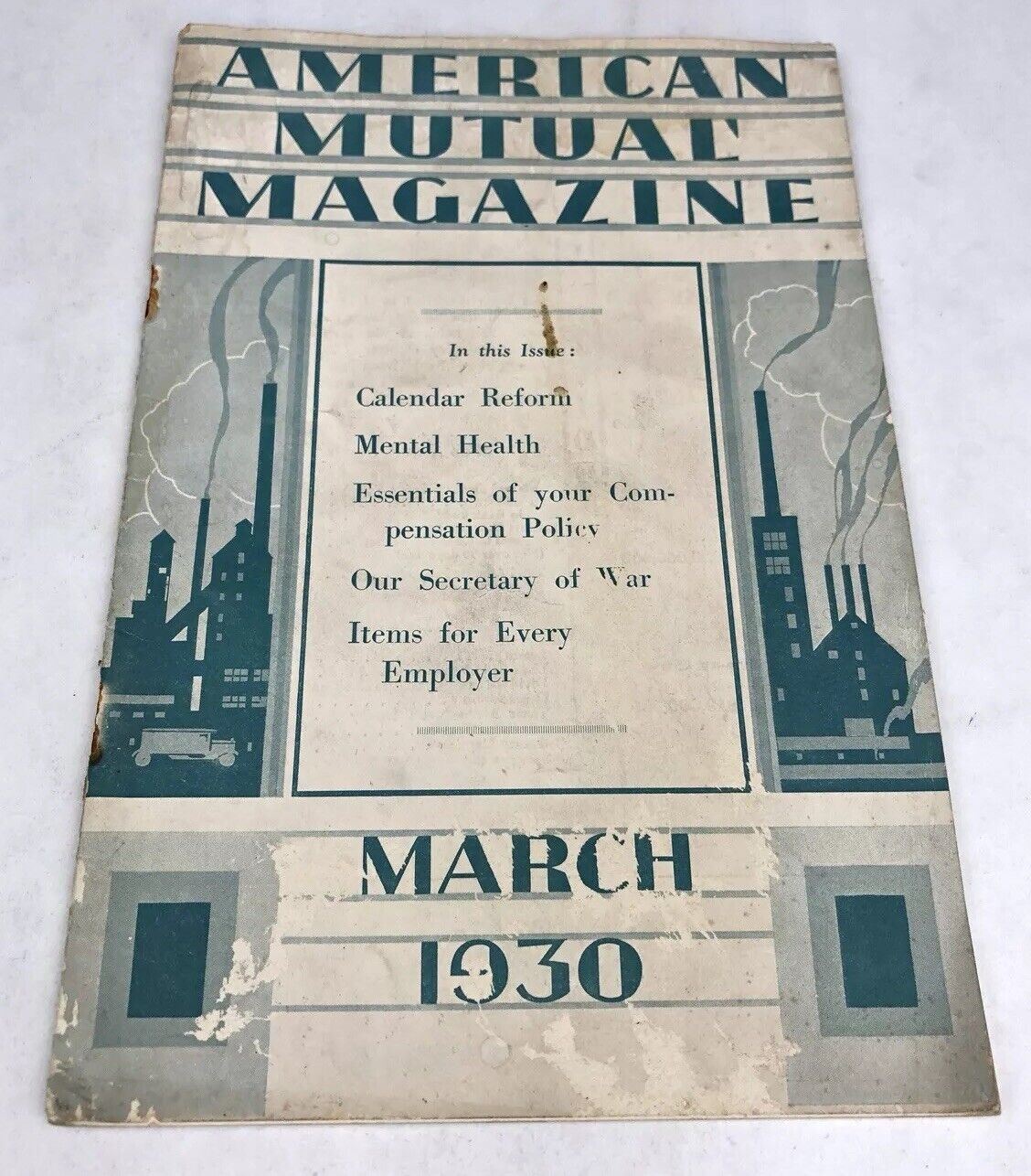 Antique AMERICAN MUTUAL MAGAZINE March 1930 Insurance Company History ART DECO