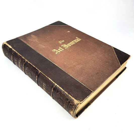 1877 THE ART JOURNAL Volume 3 Large Leather EXCELLENT Antique Original Book