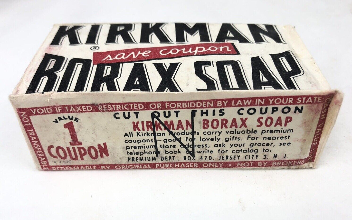Vintage 1940’s KIRKMAN BORAX Soap Bar UNUSED NEW NOS Coupon COLGATE Flakes Ad