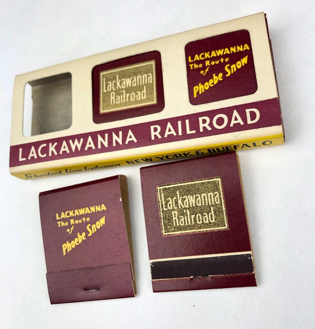 RARE Lackawanna Railroad Route of Phoebe Snow VINTAGE 6 MATCHBOOKS In Sleeve NOS