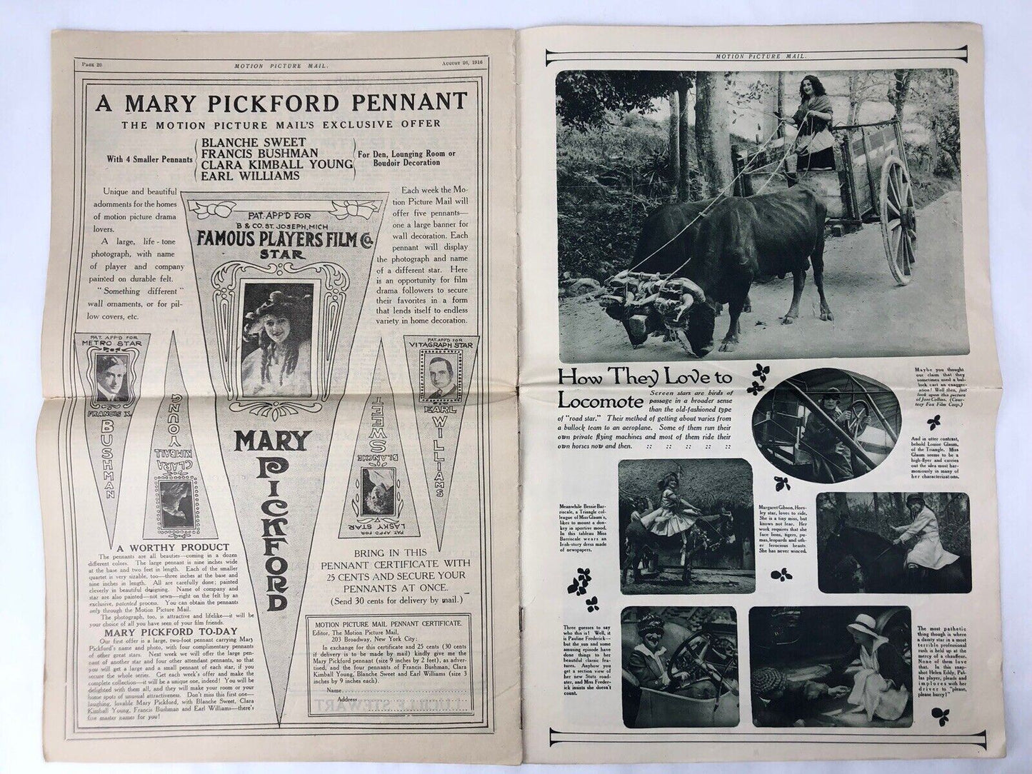 1916 MOTION PICTURE MAIL Magazine Vol 1 #11 ANITA STEWART Silent Film Movie