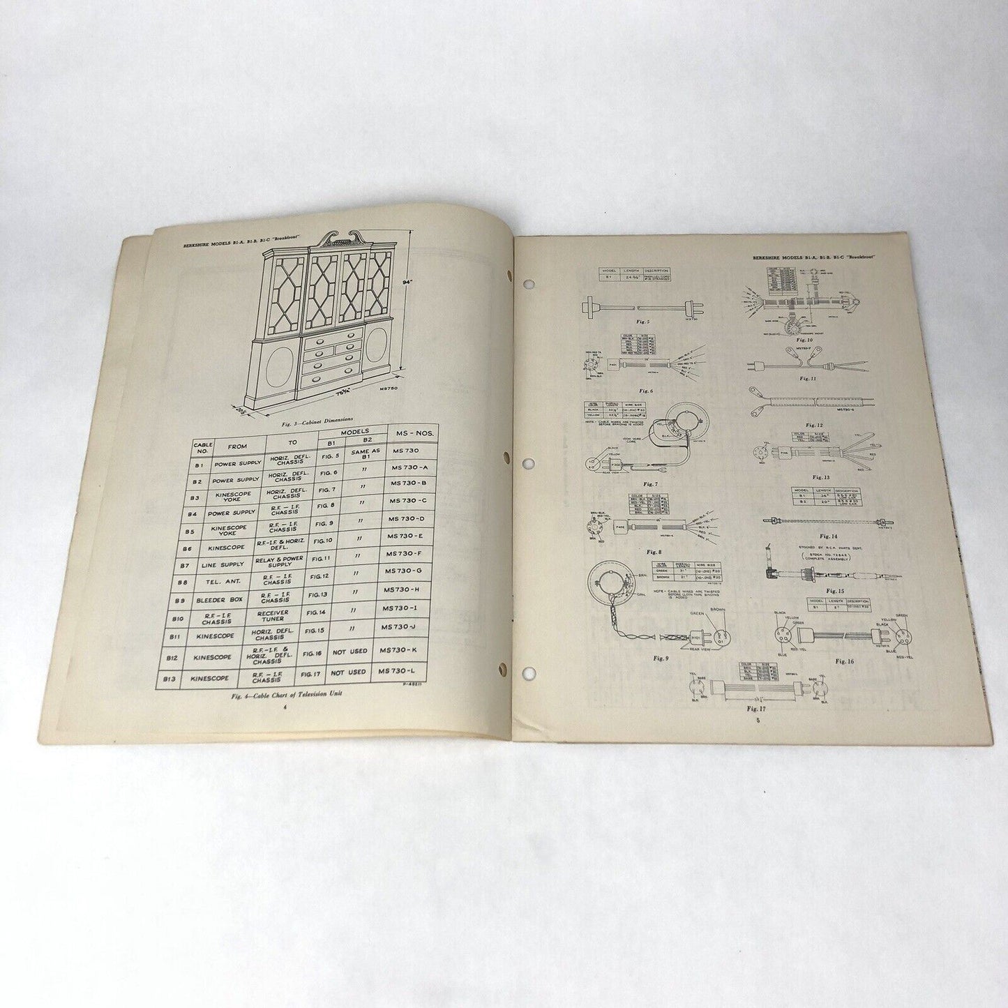 RCA VICTOR 1949 ‘Berkshire Breakfront’ Radio Phonograph TV Combo SERVICE DATA
