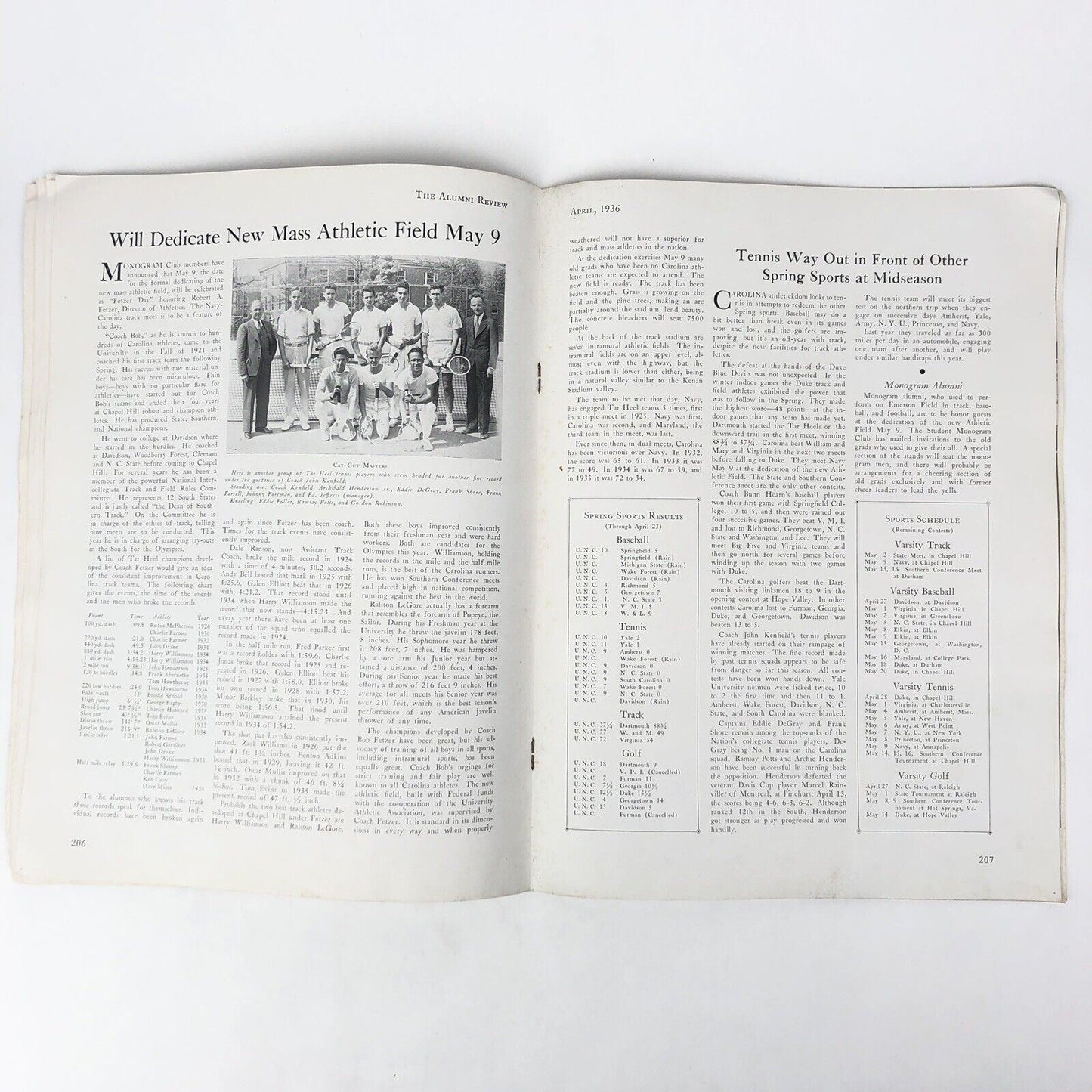 UNC CHAPEL HILL Alumni Review Magazine 1936 University North Carolina Track Meet