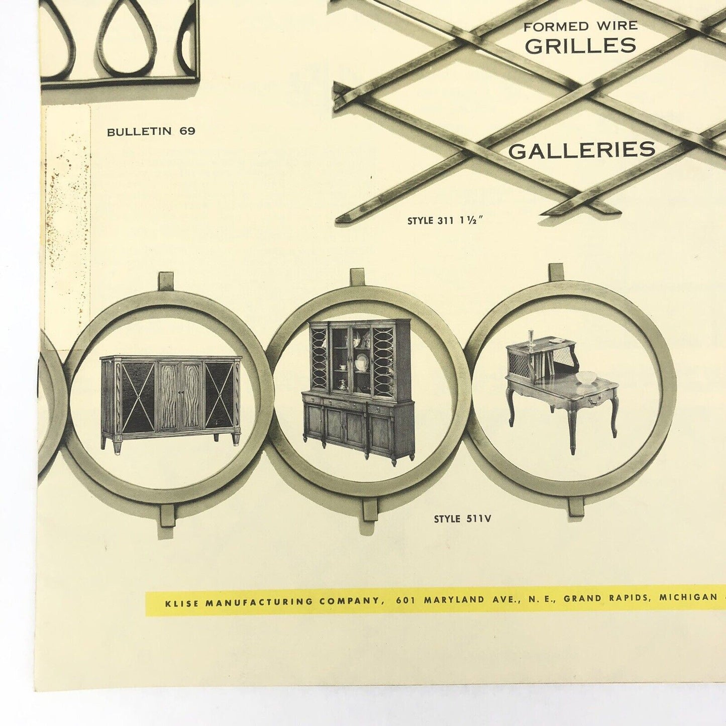Vintage 1969 KLISE Manufacturing Co CATALOG Bulletin WIRE MESH GRILLS GALLERIES