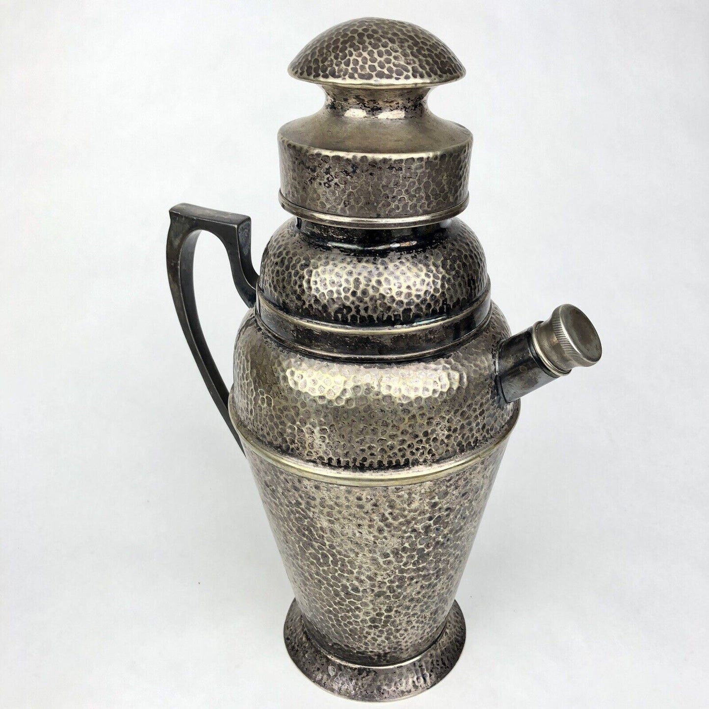 1920s BERNARD RICE’S SONS Apollo EPNS Hammered Silver Plate Cocktail Shaker 4361