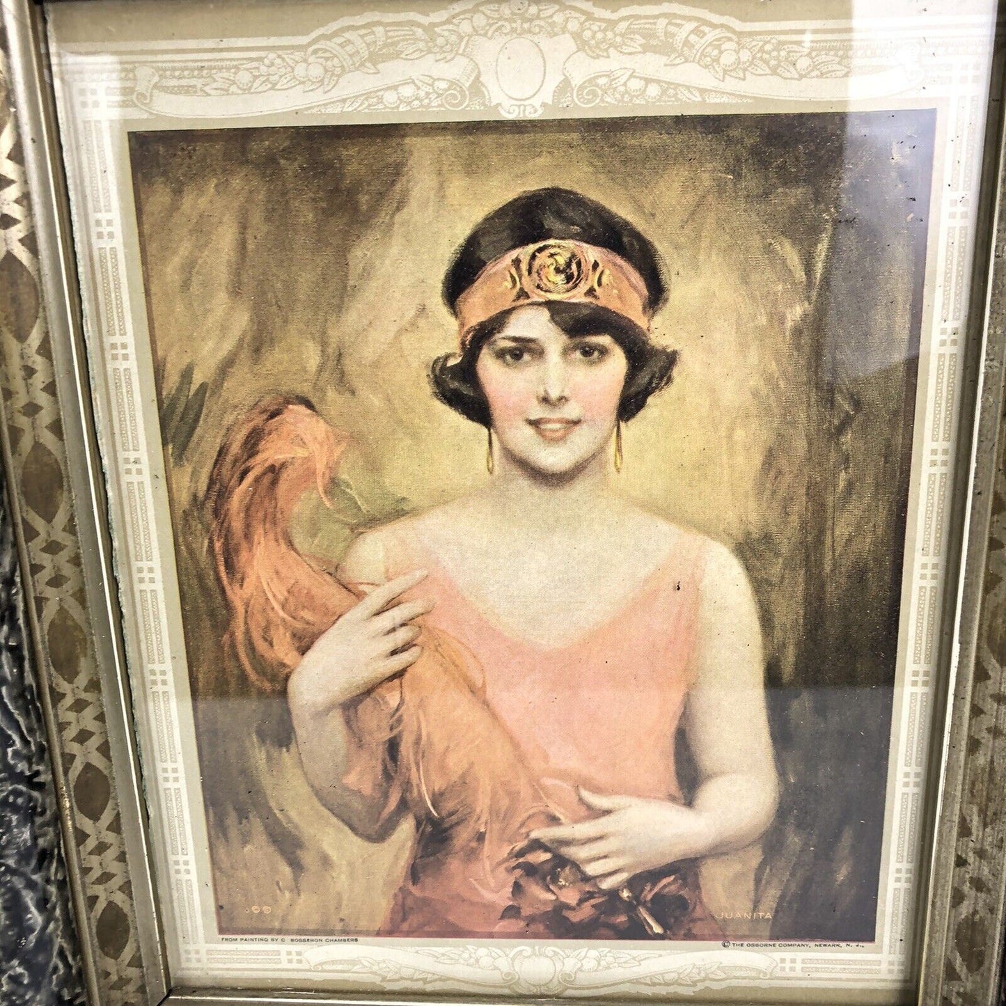 c. 1920 Bosseron Chambers FRAMED PRINT Beautiful Flapper Girl JUANITA ART DECO