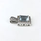 14k White Gold w/ Diamond & 2-3 Ct Emerald Cut Aquamarine Necklace Pendant QCD