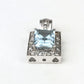 14k White Gold w/ Diamond & 2-3 Ct Emerald Cut Aquamarine Necklace Pendant QCD