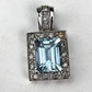 14k White Gold w/ Diamond & 2-3 Ct Emerald Cut Aquamarine Necklace Pendant QCD